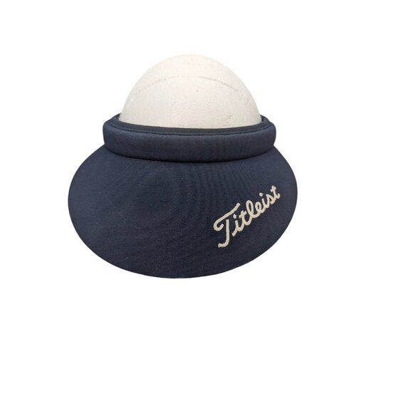 Vtg Titleist Navy Golf Visor With Embroidered Logo Plaid under - Picture 2 of 7